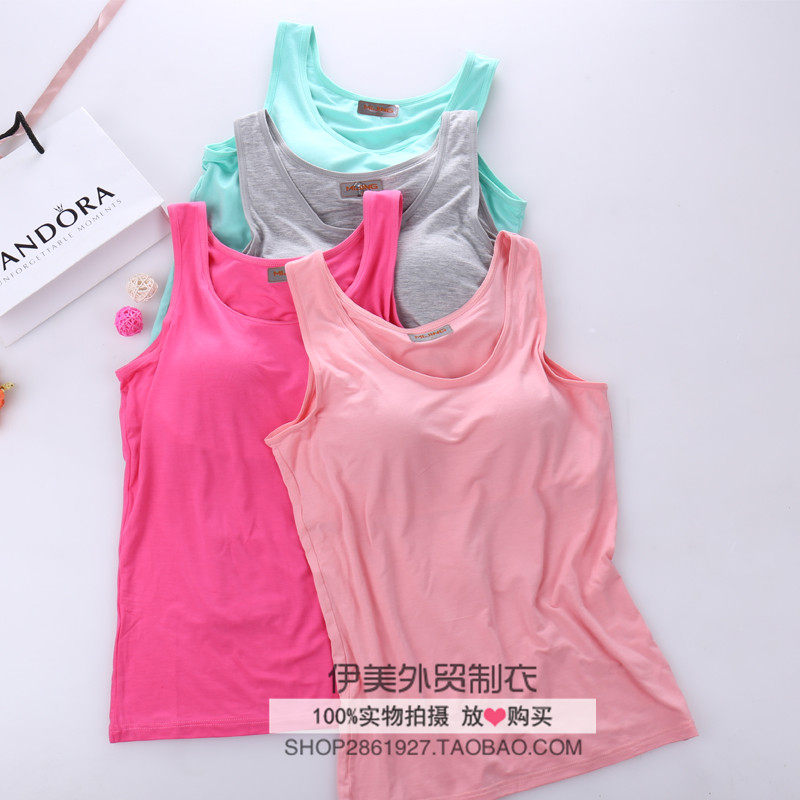 Modal female bra-t with chest pad without steel ring camisole free bra cup integrated sports yoga base