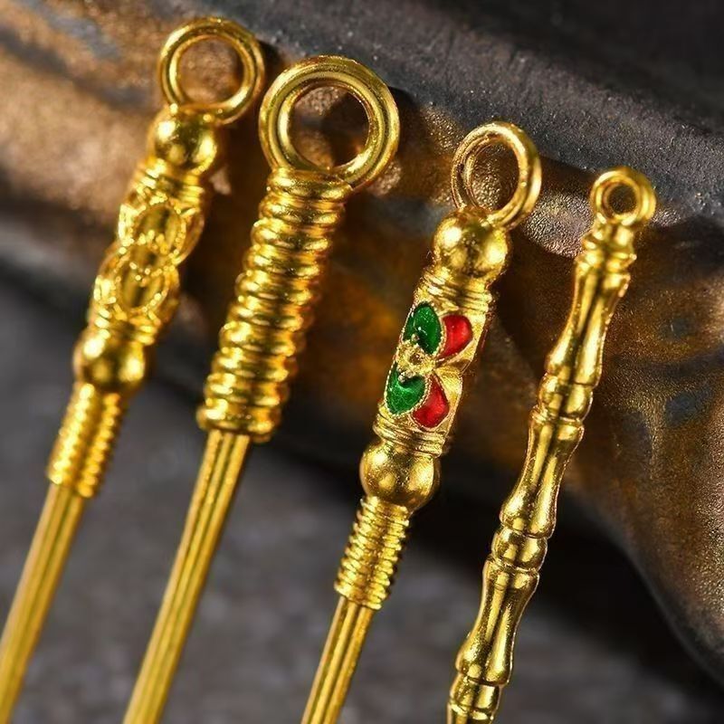 Alloy Ear Pick Keychain Pendant Cleaning Tool Spiral Twist Large Loop Ear Cleaning Tool