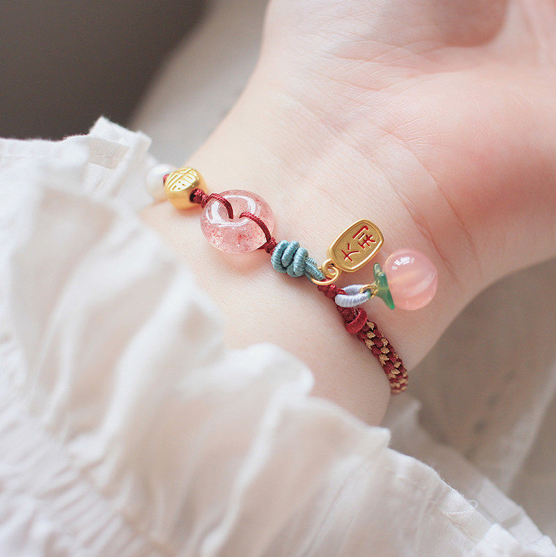 South Red Man Internecine Water Honey Peach Gold 999 Foot Gold Foe Strokes FORTUNE STRAWBERRY CRYSTAL SAFE TO MAKE UP THE ROPE