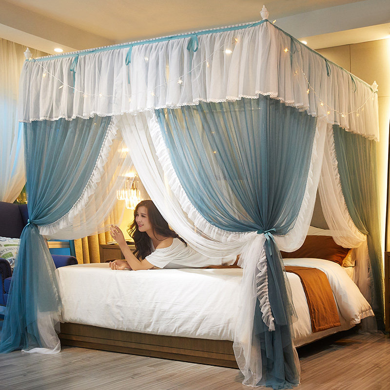 Double layer encryption plus high mosquito net one-piece home European style with bracket 1 8m veins account 1 5 m 2 Princess wind bed mantle