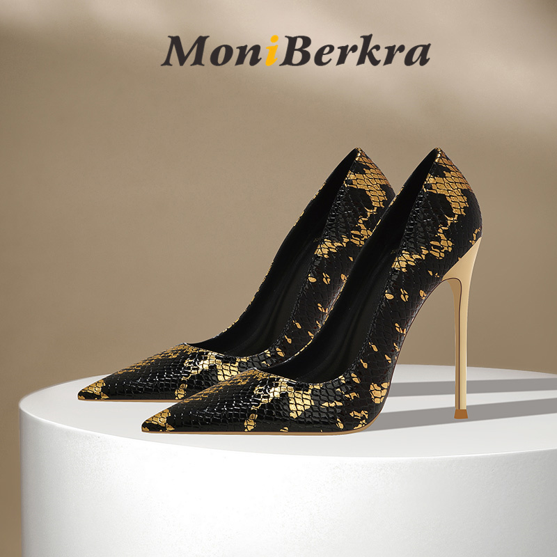 French-Style Snake-Pattern High Heels for Women, Stiletto Heels, 2026 Spring and Autumn New Fashion, Sexy Black Shallow Mouth Pointed-Toe Single Shoes
