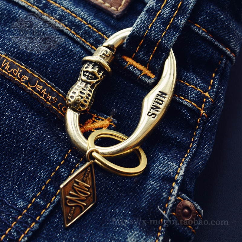 Yu Wenle MDNS tide brand joint cooperation brass peanut man keychain personality handmade pendant creative gift