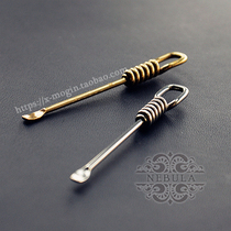 JD keychain with spiral stainless steel brass ear picking ear digging spoon