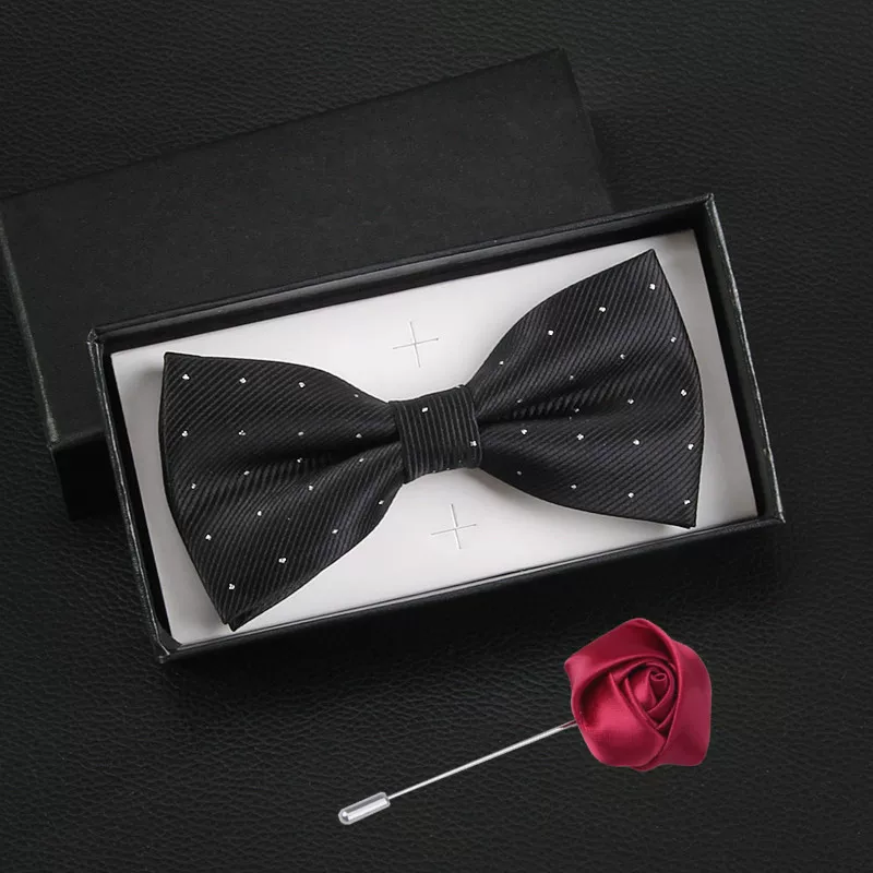 Golden wedding dress for men and women, beige bow tie with bow, champagne color