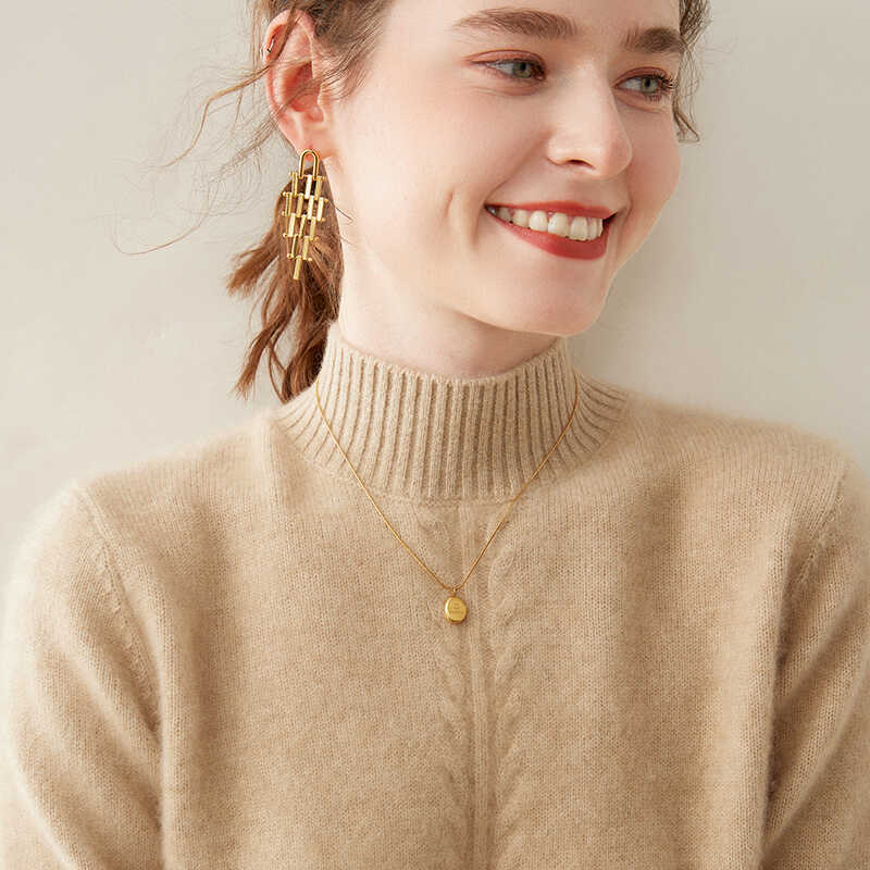 2024 Winter New Thickened Soft Knit Solid Color Cashmere Sweater for Women, Half-Turtleneck Pullover Versatile Base Sweater 2024 Winter New Thickened Soft Knit Solid Color Cashmere Sweater for Women, Half-Turtleneck Pullover Versatile Base Sweater