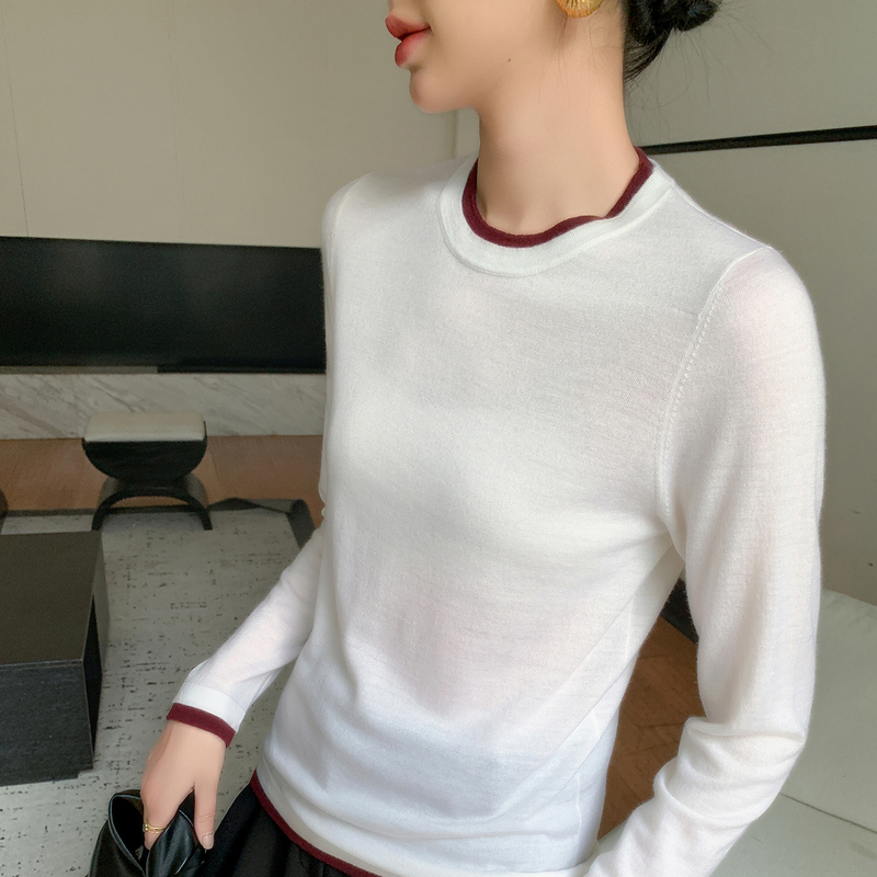 Soft and Luxurious Cashmere Sweater for Women, Round Neck, Yangzi Yarn, Color-Blocking Knit Base Sweater, Thin and Skin-Friendly Wool Sweater Soft and Luxurious Cashmere Sweater for Women, Round Neck, Yangzi Yarn, Color-Blocking Knit Base Sweater, Thin and Skin-Friendly Wool Sweater