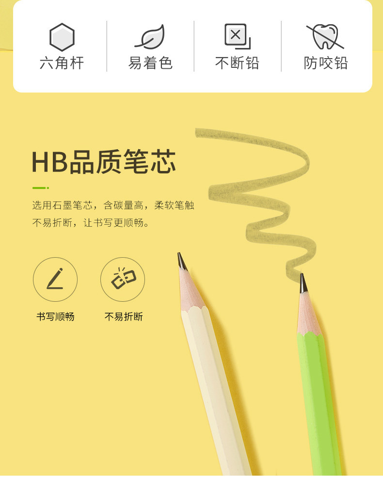 宝克铅笔PL1698带橡皮六角杆50支装擦头 宝克铅笔PL1698带橡皮六角杆50支装擦头