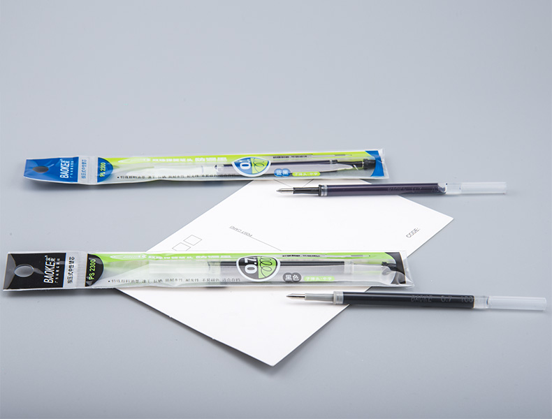 宝克笔芯蓝黑色按压式中性芯替芯ps2300防漏墨双珠笔头0.7mm笔芯