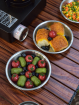 Manufacturer LTHW Lvteng tableware outdoor portable camping picnic plate stainless steel plate 304 sturdy and durable dish