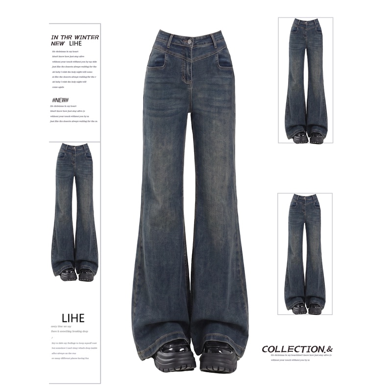 Plus-Size American Retro Flared Jeans for Women, New Autumn Style, High-Waisted, Slimming, Bell-Bottom Pants for Pear-Shaped Body Types Plus-Size American Retro Flared Jeans for Women, New Autumn Style, High-Waisted, Slimming, Bell-Bottom Pants for Pear-Shaped Body Types