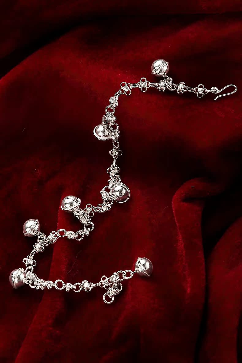 Trang sức ban đầu ank ank 风 手工 丝丝 四叶草 99 sterling sterling có giấy chứng nhận lắc chân nữ bạc ta