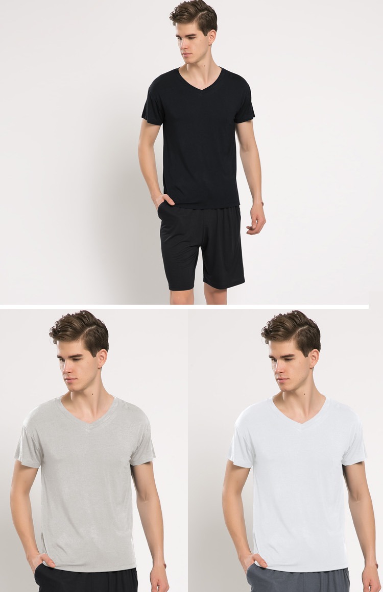 Bộ đồ ngủ nam mùa hè mỏng Modal XL Quần short áo thun ngắn tay Casual Loose Home Service Set áo ngủ nam