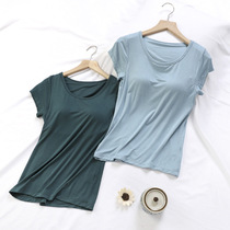 Lady Summer Modale Pure Color Chest Advance T-Shirt Short Sleeve Casual Loose Big Code Extras