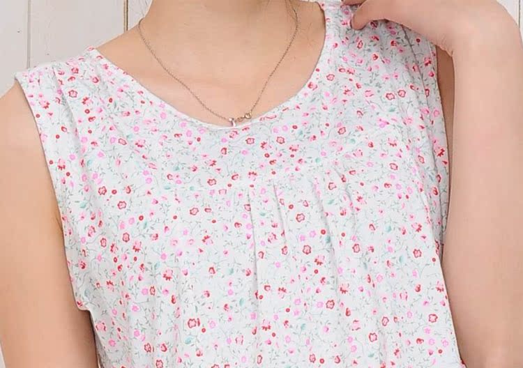 Mùa hè nữ bông trùm đầu ngắn tay nightdress vest văn hóa váy hoa trùm đầu thể thao mặc giản dị