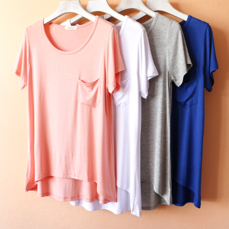 Có thể được đeo bên ngoài của phụ nữ mùa hè túi mỏng ngắn tay T-Shirt cotton lỏng kích thước lớn nhà thường dịch vụ đồ ngủ top