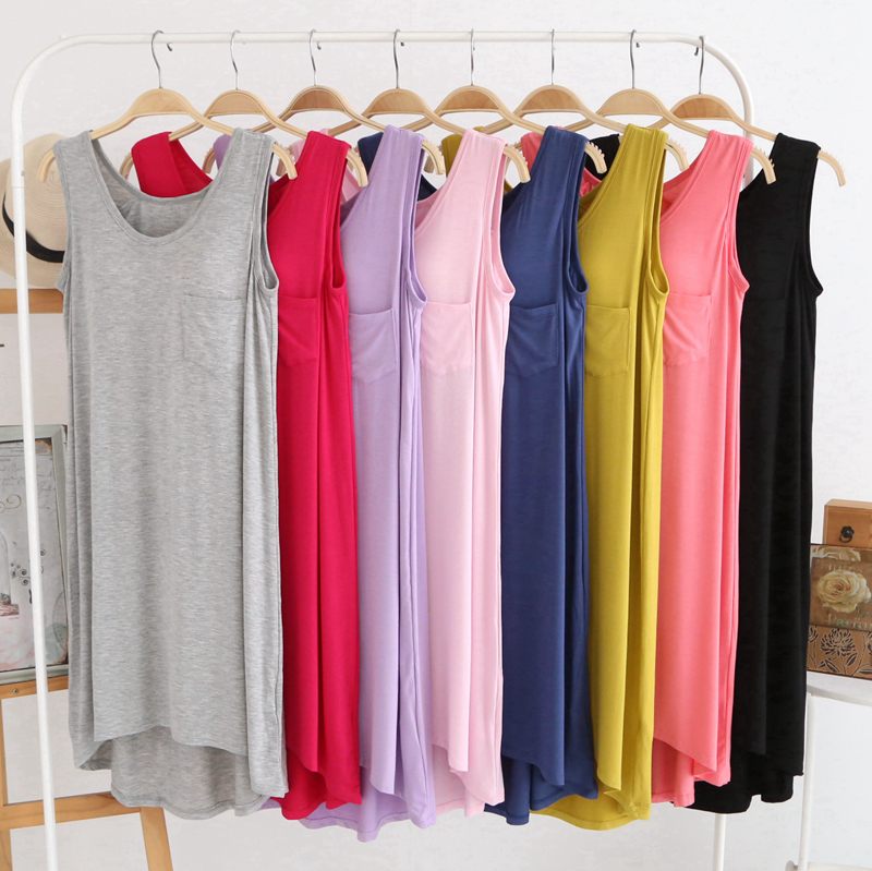 Có thể được đeo bên ngoài nightdress nữ mùa hè phương thức miễn phí mặc áo ngực nhà ăn mặc đồ ngủ với ngực pad tay áo váy