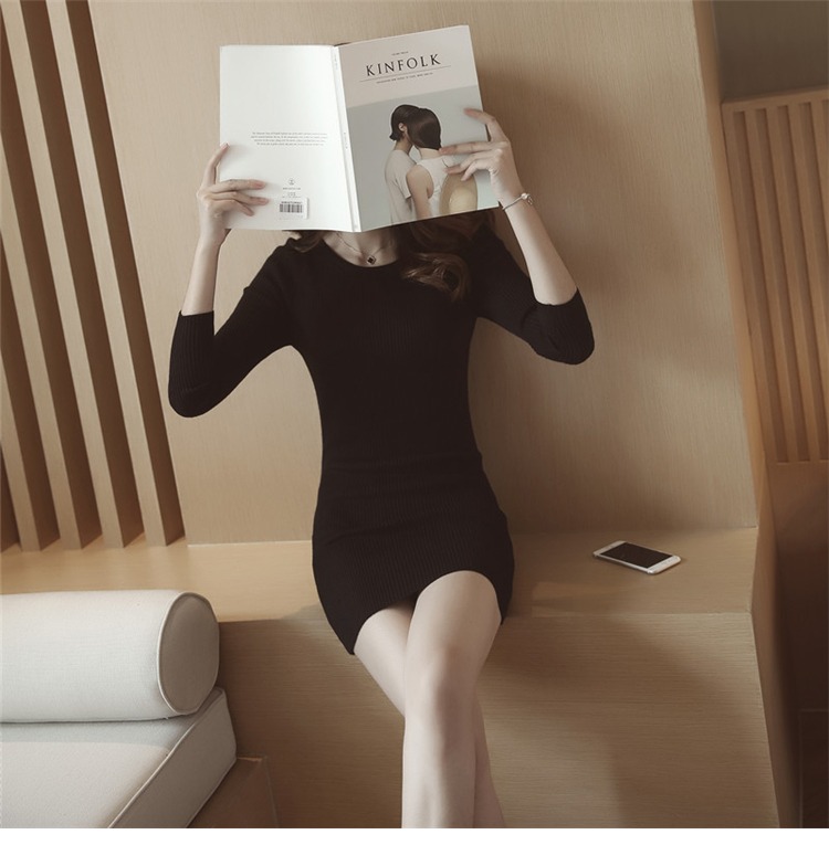 2018 áo len mới mùa thu đông nữ màu đen Slim dài tay dài hoang dã đan túi đeo chéo hông áo sơ mi thời trang nữ 2020