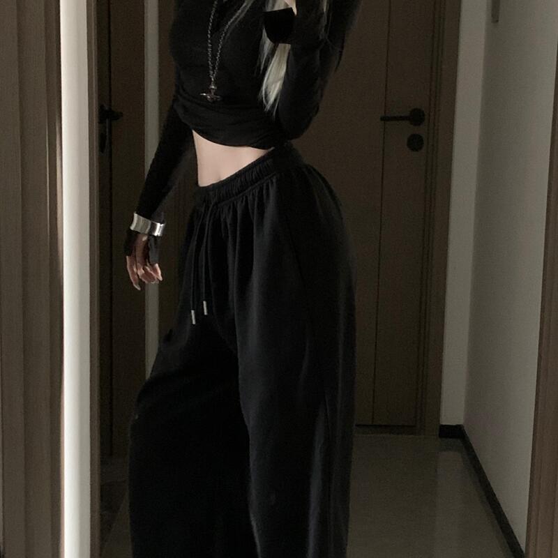 021Ope American Style Spicy Girl Sweatpants Women's Straight-Leg Floor-Length Pants Wide-Leg Pants Casual Basic Versatile Lazy Style