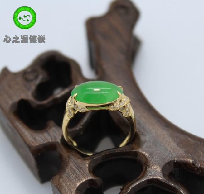 (Xing Family Workshop) Emerald Horse Eye Ring Personality Custom K Gold Inlays 101389