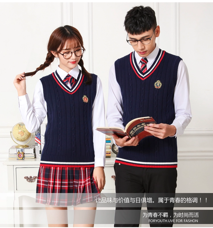 Áo vest nam đại học 2018 mùa thu đông mẫu cotton dày cổ chữ V cỡ lớn phục vụ lớp áo len đan