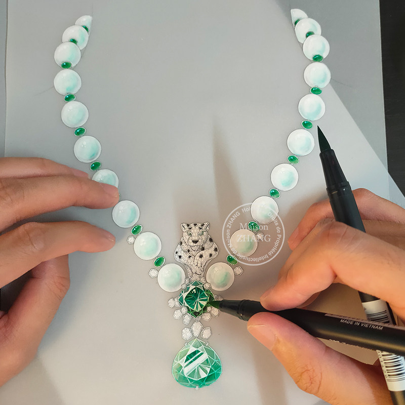 Maison ZHANGside-Quiet gem Carjewel Exercise card Advanced jewellery Line Draft