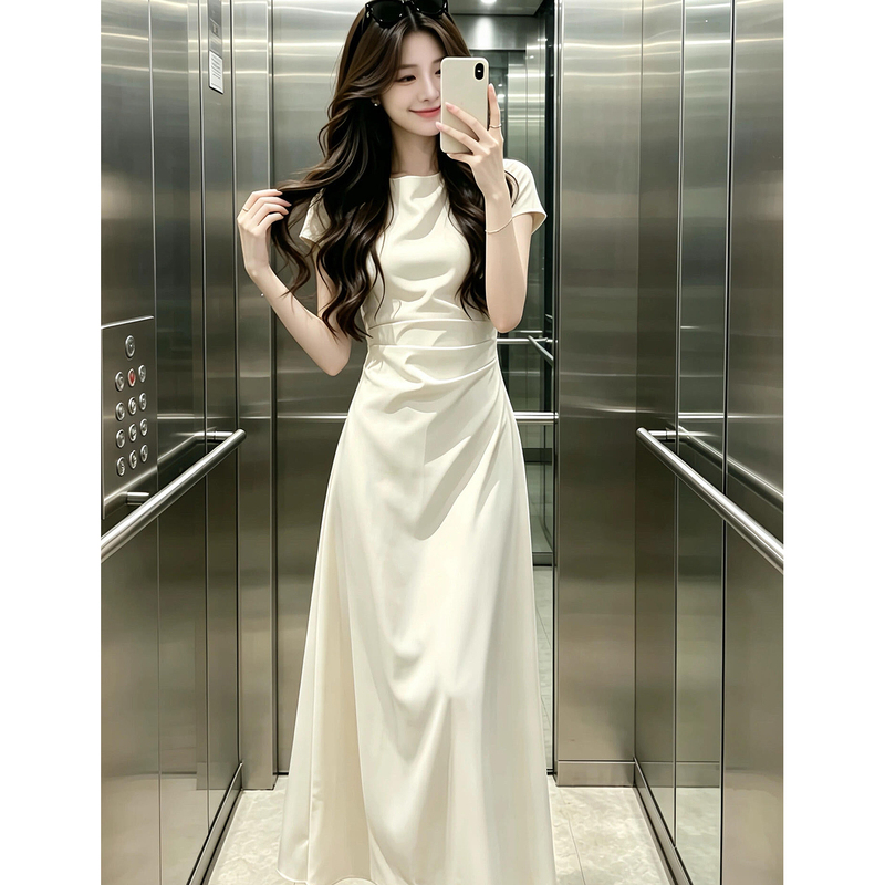 High-End, Elegant, French-Style, Simple, Rich Lady's Custom-Made Off-White Dress for Women, 2026 New Style, Elegant Long Dress