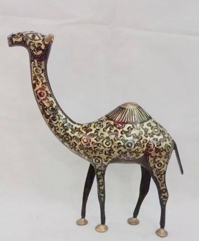 14 inch single peak Seven colorful camel Pakistan bronze ware Pakistan bronze camel
