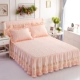 Màu sắc tinh khiết được giặt bằng vải bông trải giường có ga trải giường đơn mảnh Không trơn trượt phiên bản tiếng Hàn của khăn trải giường bằng vải lanh 1,5 m1.8