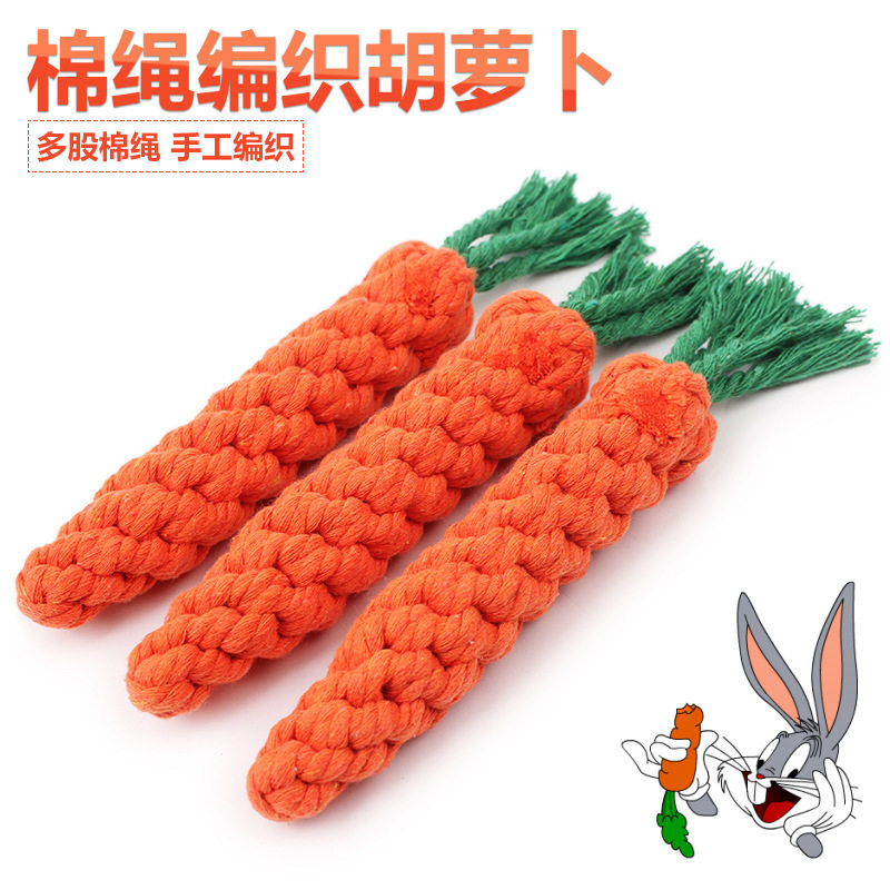 Pet Teeth Cleaning Toy Cotton Rope Weaving Carrot Hand Woven Teeth Cleaning Pet Toy Dog Toy