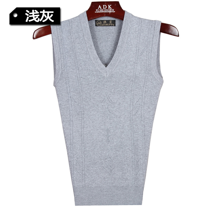 Mùa thu và mùa đông trung niên áo len nam áo len cổ chữ V áo len màu rắn nam vest công sở áo khoác nam trung niên