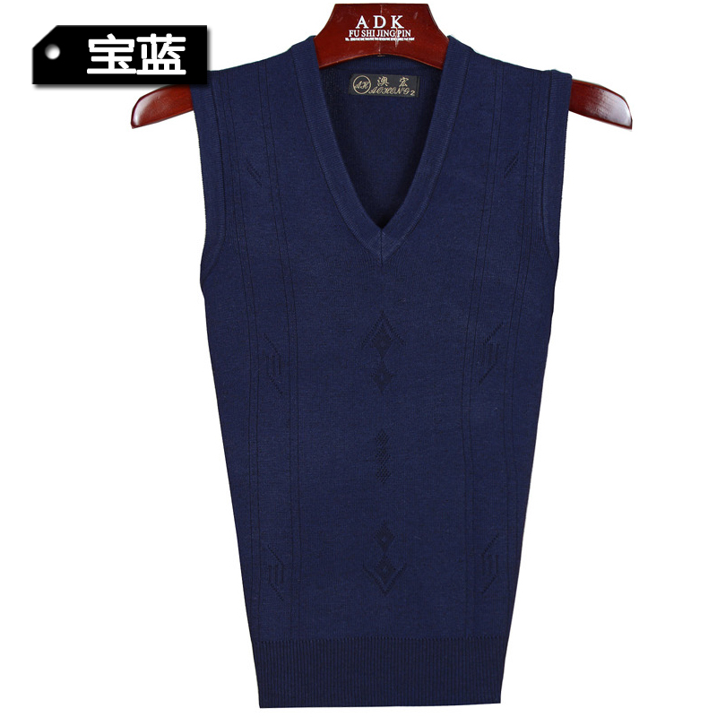 Mùa thu và mùa đông trung niên áo len nam áo len cổ chữ V áo len màu rắn nam vest công sở áo khoác nam trung niên