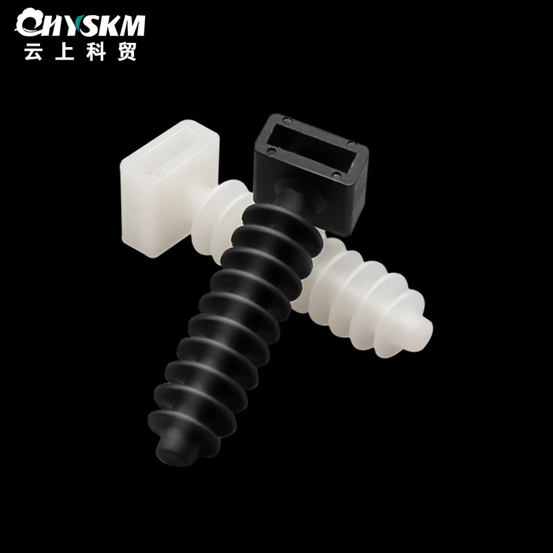 Screw-type cable tie fixing seat long nylon Wall Wire and Cable hole seat harness seat harness tie thread tube