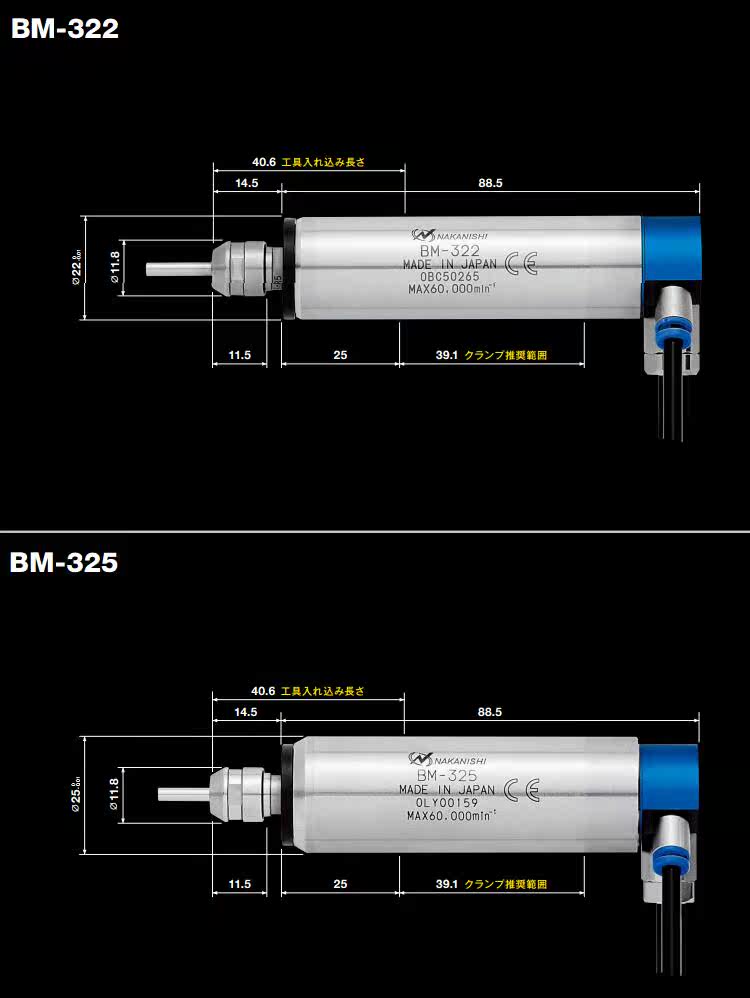 Шпиндель 日本nakanishi中西高速电主轴bm-322 走心机主轴 动力头 高频铣