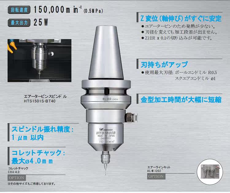 Шпиндель 原装日本nakanishi中西气压高速主轴hts1501s-hsk e40 雕刻主轴