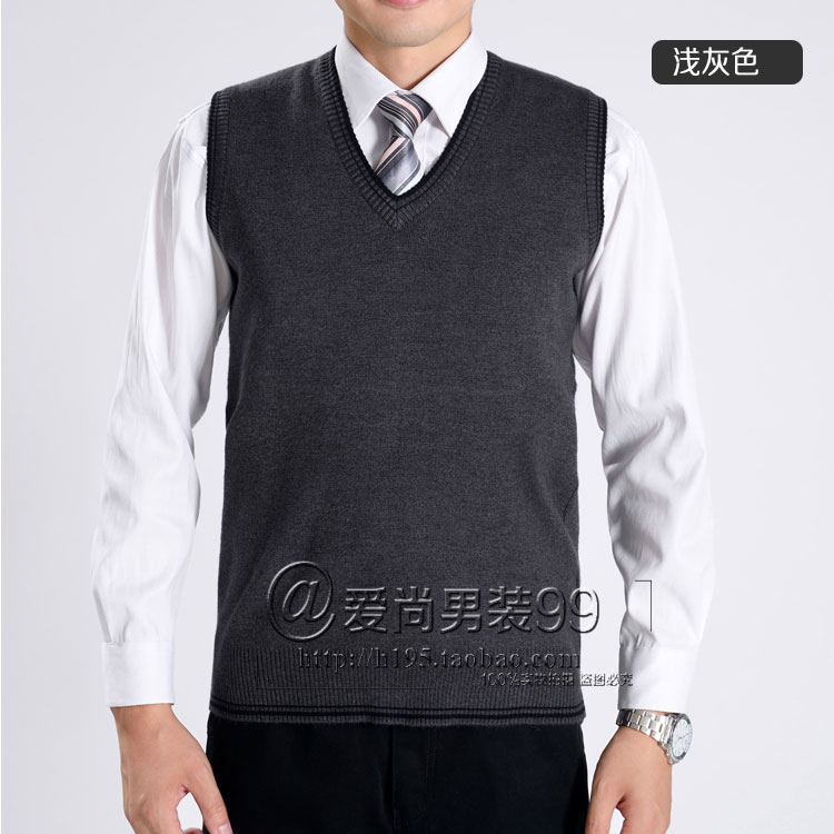 Mùa thu và mùa đông nam vest nam V-cổ len vest trung niên len áo len vest nam áo len đồ vest nam