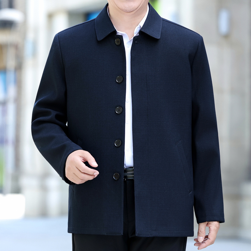 Middle-Aged and Elderly Men's Jackets, Dad's Lapel Jacket, Men's Autumn Thick Jacket, Grandpa's Loose-Fitting Executive Jacket, Men's Jacket for Middle-Aged Men