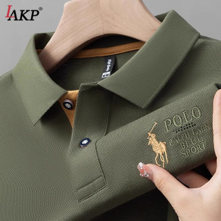 Summer fashion versatile polo shirt large size advanced embroidered lapel shirt high quality pure cotton high elasticity looks slim and trendy