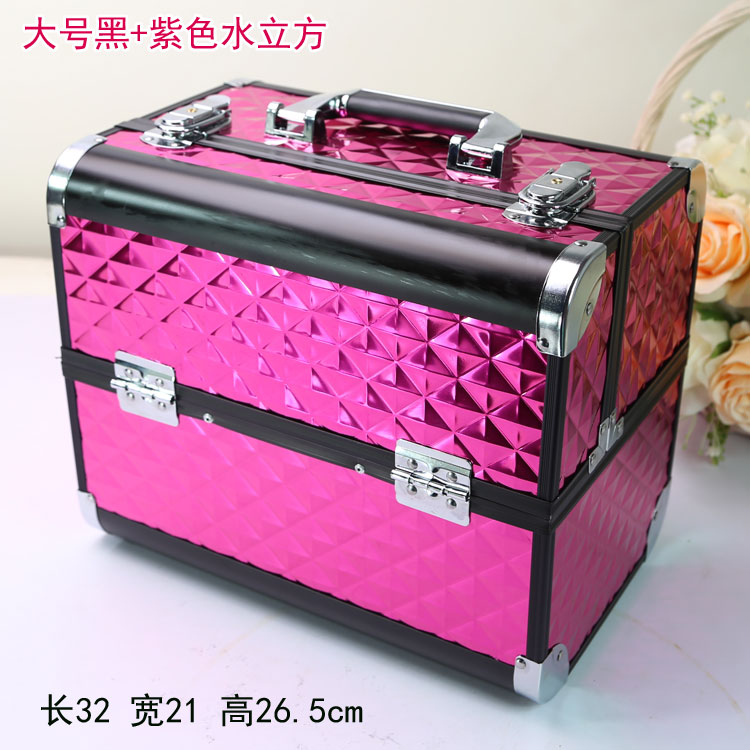 Professional double switch cosmetic case cosmetic bag storage box beginner makeup tools multi-layer large suitcase jewelry box