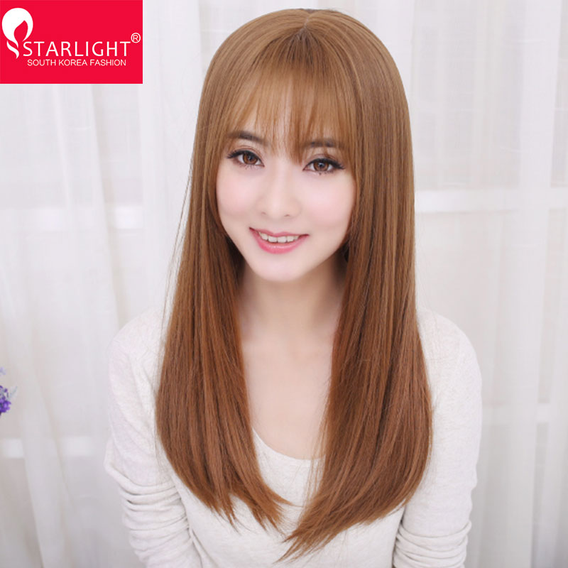 korean straight hair with bangs