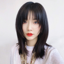 Wig womens short hair summer natural full head cover net red round face clavicle hair modeling simulation medium long hair wig set