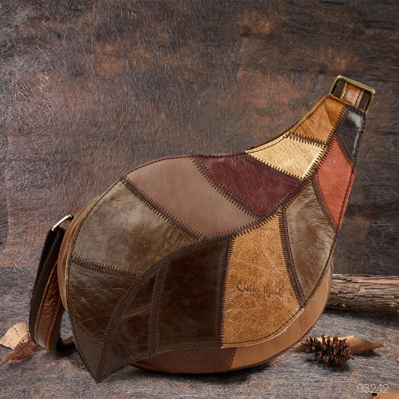 Messenger bag ladies small chest bag leather 2021 new niche personality original design sense chest soft leather bag tide