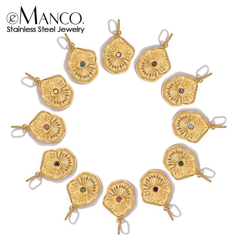Emanco Devil's Eye Irregular Round Pendant Women's Personalized Stainless Steel Evil Eye Clavicle Necklace Pendant Emanco Devil's Eye Irregular Round Pendant Women's Personalized Stainless Steel Evil Eye Clavicle Necklace Pendant