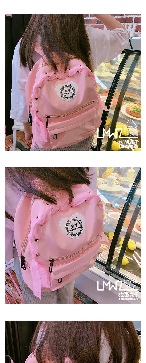 Ramen bóng Nhật Bản tình yêu nhỏ tươi Nhật Bản Mạnh hàng hóa em gái mềm thêu ba lô túi sinh viên ba lô giản dị balo nam adidas