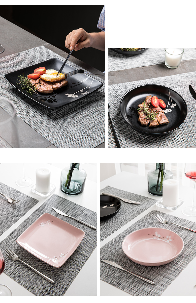 Steak knife and fork suit household continental plate composite ceramic disc beefsteak breakfast tray