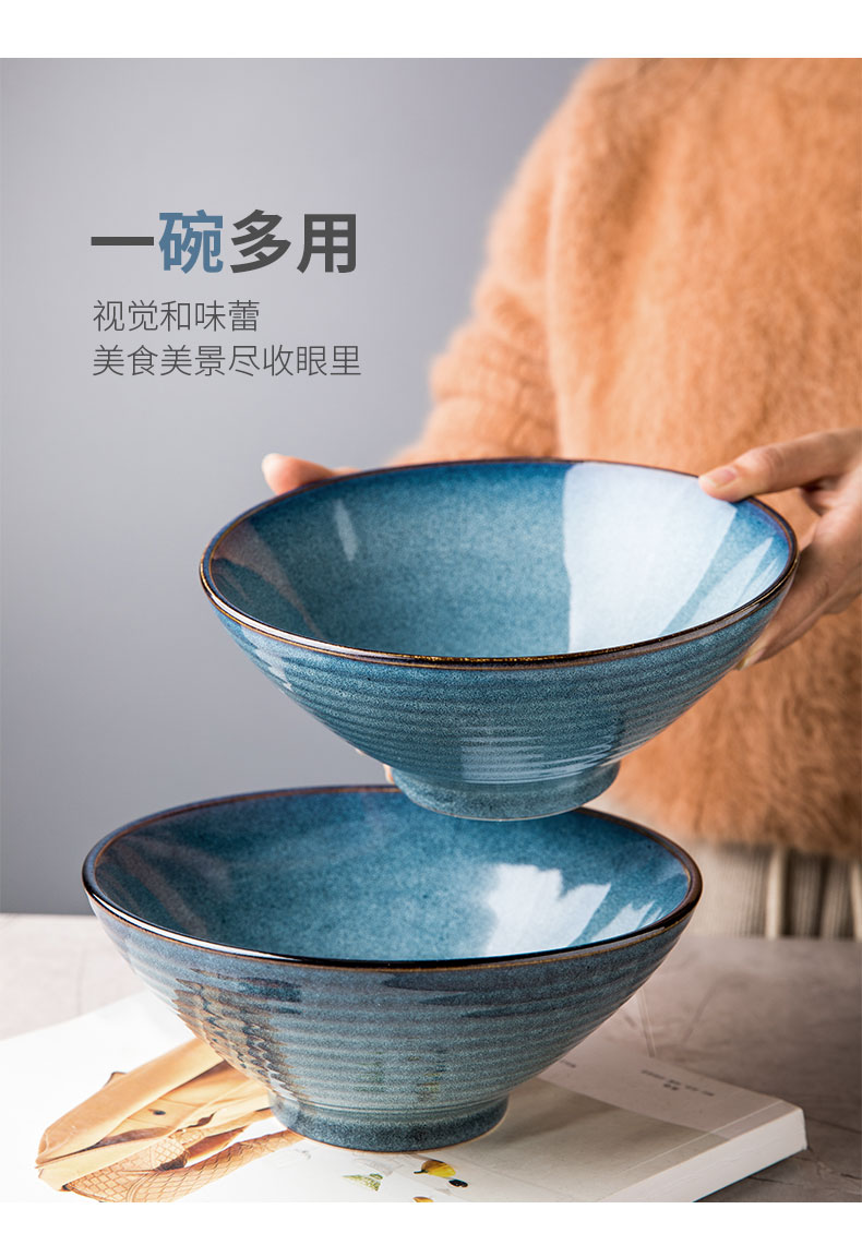 This porcelain ou la rainbow such use ceramic bowl Nordic thread large bowl of restoring ancient ways household eat rainbow such use large hat to bowl