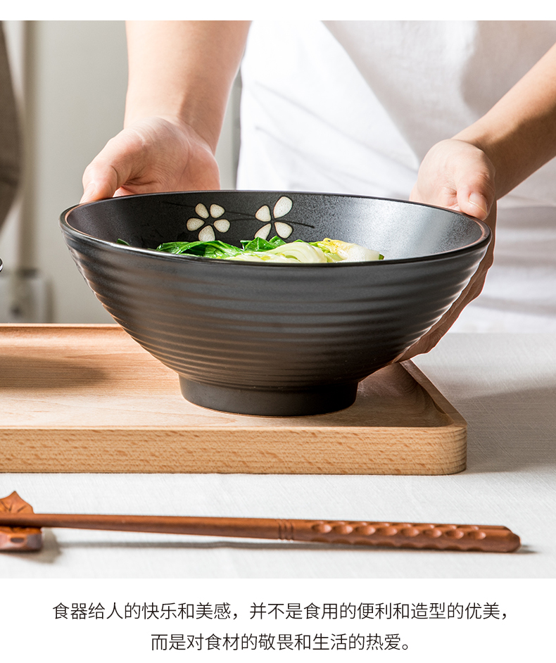 This porcelain Japanese ramen rainbow such use ceramic bowl large household have rainbow such as bowl beef rainbow such as bowl hat to bowl bowl threads