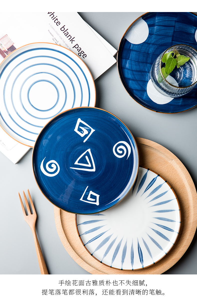 Youcci porcelain Japanese leisurely hand - made ceramic household art individuality creative disc plate western food steak plate