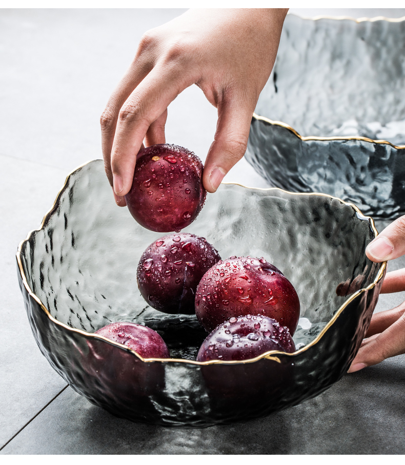 Youcci porcelain Japanese leisurely up phnom penh transparent glass bowl household fruit salad bowl hammer lines abnormity bowl dessert bowl