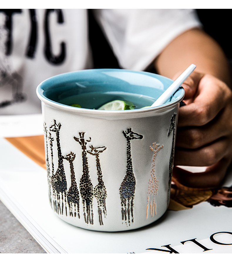 Creative lovely glass ceramic cup keller cartoon lovers a cup of milk a cup of coffee cup tea cup
