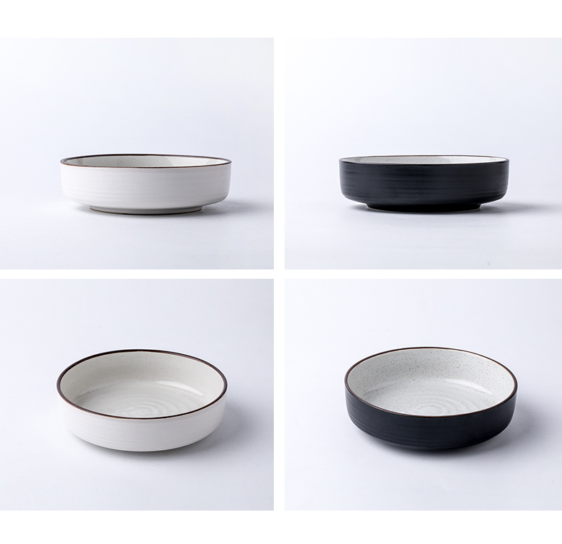 Nordic ceramic dish bowl of creative move white soup bowl household thread 7 inches round bowl photos fruit salad bowl